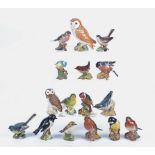 Sixteen Beswick Birds, comprising Robbin (2), Blue Tit, Bullfinch, Great Tit, Stonechat,