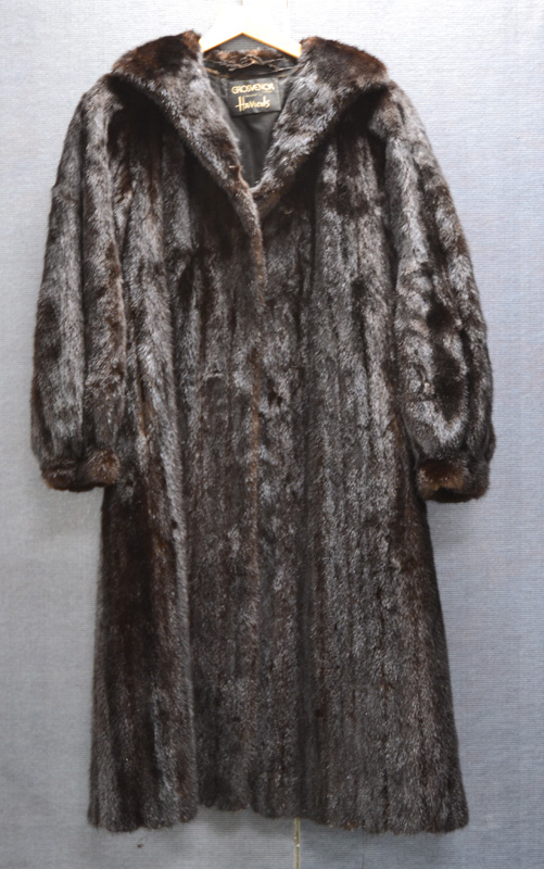 A lady's vintage mink three quarter length fur coat made exclusively for Harrods by Grosvenor of