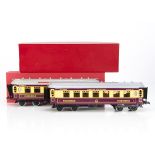 Two Hornby 0 Gauge re-created 'Rheingold' Coaches, No 2 Special Pullmans finely repainted and