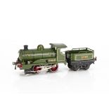 An early French Hornby 0 Gauge converted No 1 Locomotive and Tender, in 'NORD' green livery with