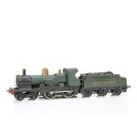 An 0 Gauge 3-rail electric GWR 'Dukedog' class 4-4-0 Locomotive and Tender, an earlier effort at