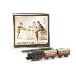 Bing Table Top 00 Gauge clockwork Passenger Train Set, comprising lined red, black 2-4-0 Tank (lacks