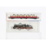 Minitrix and Roco N Gauge German Steam Locomotive and Railcar, two cased examples including 12608