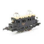 A French Hornby 0 Gauge post-war 20-volt AC electric model in SNCF gloss black with cream roof, with