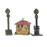 Bing Scenic Accessories for 0 Gauge or larger, a 'clock pedestal' type Next Train indicator, with
