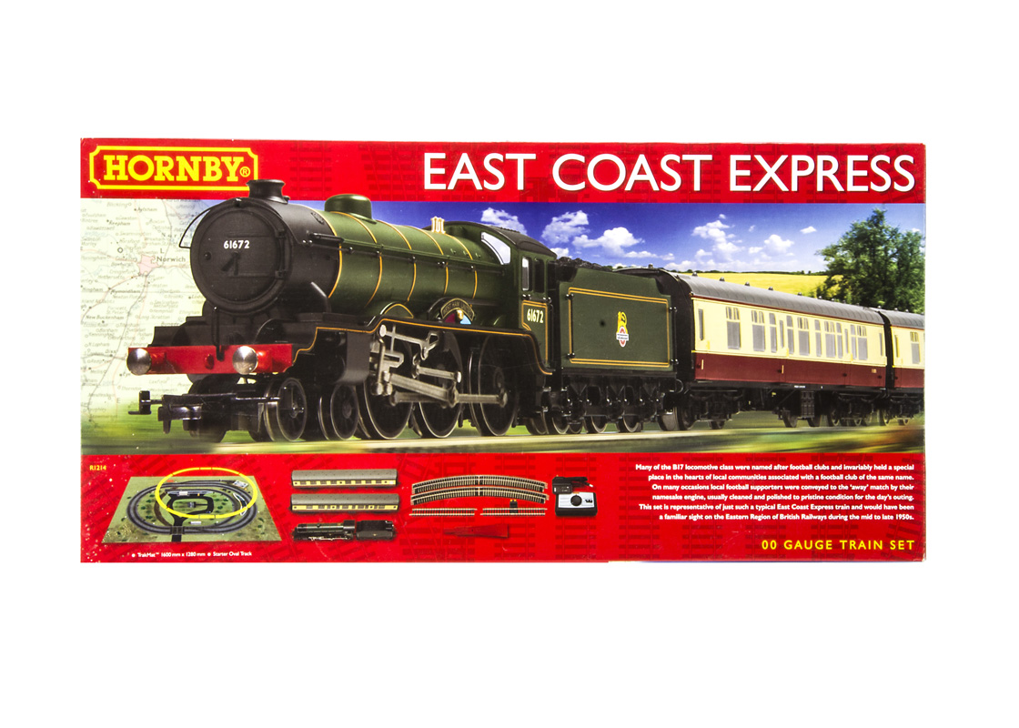 Hornby 00 Gauge R1214 East Coast Express Train Set, comprising BR green 'West Ham United' and