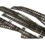 A quantity of 'Constructed' 0 Gauge 'Stud-contact' (3-rail) Track, mostly made up from commercial