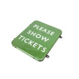 Original BR Southern Enamelled Please Shoe Tickets Sign, with white lettering on a green ground