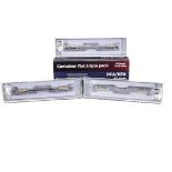 N Gauge Revolution Trains American Intermodal Wagon Pack, three cased intermodal flat wagons with