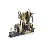 A Small twin-cylinder vertical oscillating marine-type Steam Engine, made-up on a fabricated sheet-
