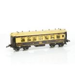 An uncommon French Hornby O Gauge 'Golden Arrow' Wagons-Lits Coach, in CIWL brown/cream livery as