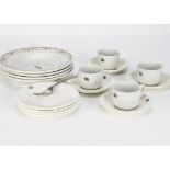 Pullman Pottery Tableware, four Ridgeways 9" soup bowls transfer printed with Neo Classical border