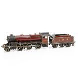 A Bassett-Lowke 0 Gauge clockwork 'Crab' 2-6-0 Locomotive and Tender, in enamelled lined LMS crimson