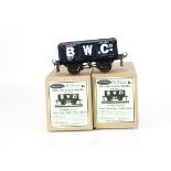 Pair of Raylo W J Vintage ETS 0 Gauge Bentley BWC Coal wagons, in original boxes, E-M, unrun,