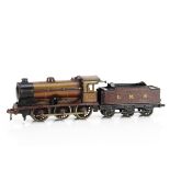 A Bing for Bassett-Lowke 0 Gauge clockwork 0-6-0 Locomotive and Tender, in lined LMS crimson as no