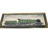 Watercolour The Great Bear, framed and glazed, detailed side elevation of Great Western locomotive