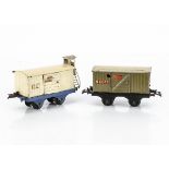 Early French Hornby 0 Gauge 'NORD' Freight Stock, both with auto-couplers and hinged doors, a 'Wagon