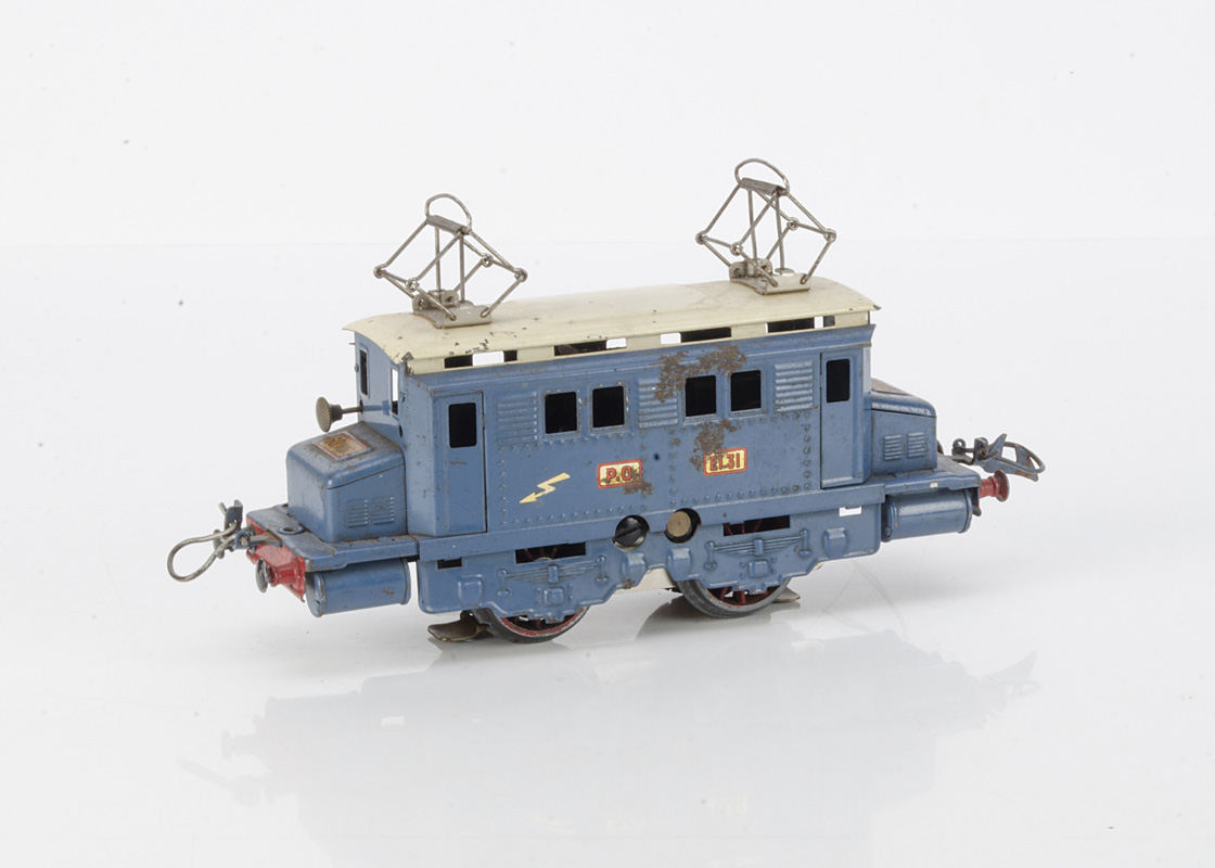 An uncommon French Hornby 0 Gauge 60-volt AC electric model in P.O. 'dark blue' with ivory roof,