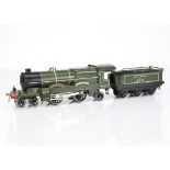A Hornby 0 Gauge restored clockwork No 3C 4-4-2 Southern Locomotive and Tender, E850, neatly