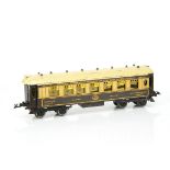 An uncommon French Hornby O Gauge 'Golden Arrow' Wagons-Lits Coach, in CIWL brown/cream livery as