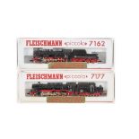 Fleischmann German Steam Locomotives and Tenders, two cased examples 7162 BR 38 and 7177 BR 051 both