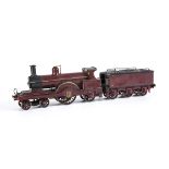 A substantially-rebuilt Bing 0 Gauge Midland 'Spinner' 4-2-2 Locomotive and scratch-built Tender,