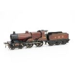 A Bing for Bassett-Lowke 0 Gauge clockwork 'Compound' 4-4-0 Locomotive and Tender, in lithographed