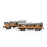 Two Märklin 0 Gauge LNER Bogie Coaches, a 1st/3rd composite no 2875 in original-printed LNER teak