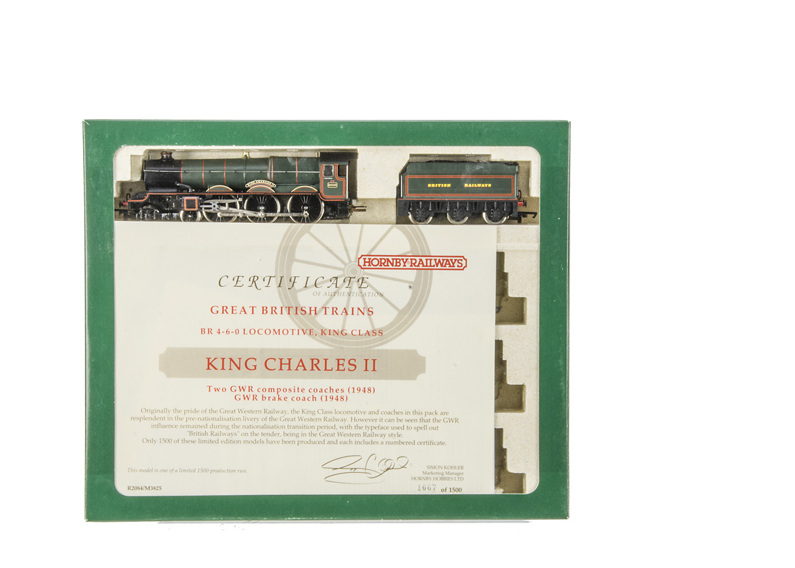 Hornby 00 Gauge Great British Trains R2084 King Charles II Limited Edition Train Pack, comprising