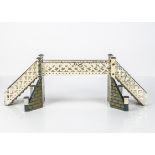 An uncommon early Hornby 0 Gauge French-market Constructional Footbridge, with wing-walls in grey