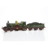 An 0 Gauge 3-rail electric GWR Dean 'Single' 4-2-2 Locomotive and Tender, a little heavily