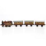 Bing Table Top 00 Gauge electric LMS Tank Locomotive and Coaches, LMS maroon tank, LMS Coaches All