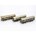 Three Bassett-Lowke Gauge 1 LNWR Bogie Coaches, two 1st/3rd composites no 1322 and an un-numbered