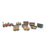 Hess No 575 'Penny Toy' Floor Trains, an 8-wheeled locomotive and integral tender in red/grey as