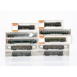 Fleischmann and Arnold N Gauge Continental Coaches, a cased group comprising Fleischmann 8100,