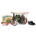 A modified Mamod TE1a Steam Tractor and boxed SEL Stationary Engine, the TE1a with added '