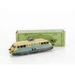 A boxed French Hornby 0 Gauge electric 'Autorail ME' single railcar, in lithographed 'PLM' blue