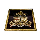 L & BRC Emblem Panel, a transferred emblem on varnished wooden panel in gilt frame, 21" wide x 20"