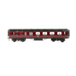 An Early Exley 0 Gauge LMS Corridor 57' Brake/1st Class Coach, of the pre-war style in LMS maroon as