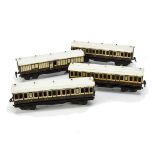 Three Märklin 0 Gauge LNWR Bogie Coaches, three 1st/3rd composites as no 1153 in original-printed