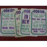 A collection of 6 hanging promotional cards/handbills advertising future films held at the Odeon