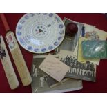 Cricket, a collection of various items to include an album page signed by 5 players, including Don