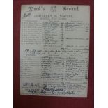 1896 Cricket, a scorecard, Gentlemen v Players, from the game played at Lords on 13/07/1896, WG