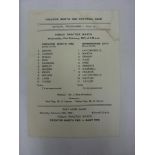 PRESTON NORTH END, 1972/1973, a single card football programme from the mid-season friendly game