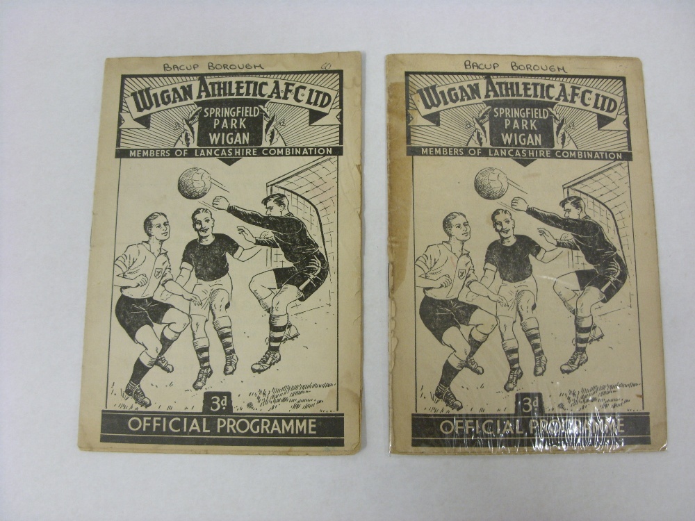 BACUP BOROUGH, 1959-1961, 2 football programmes from away games at Wigan Athletic, 1959/1960 &