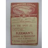 CHELMSFORD CITY, 1939/1940, a football programme from the Friendly [War Time] fixture against