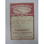 CHELMSFORD CITY, 1938/1939, a football programme from the Southern League fixture against Yeovil And