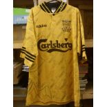 LIVERPOOL, 1994-1996, Replica football shirt, Away shirt, Redknapp No. 15 on back, Size 42-44 Inches