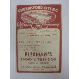 CHELMSFORD CITY, 1939/1940, a football programme from the Friendly [War Time] fixture against