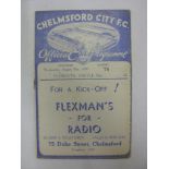 CHELMSFORD CITY, 1938/1939, a football programme from the Southern League fixture against Plymouth